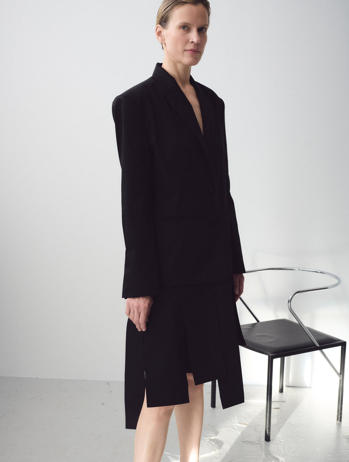 Edara Goldbaum Blazer with Fringes, Black – EDARA