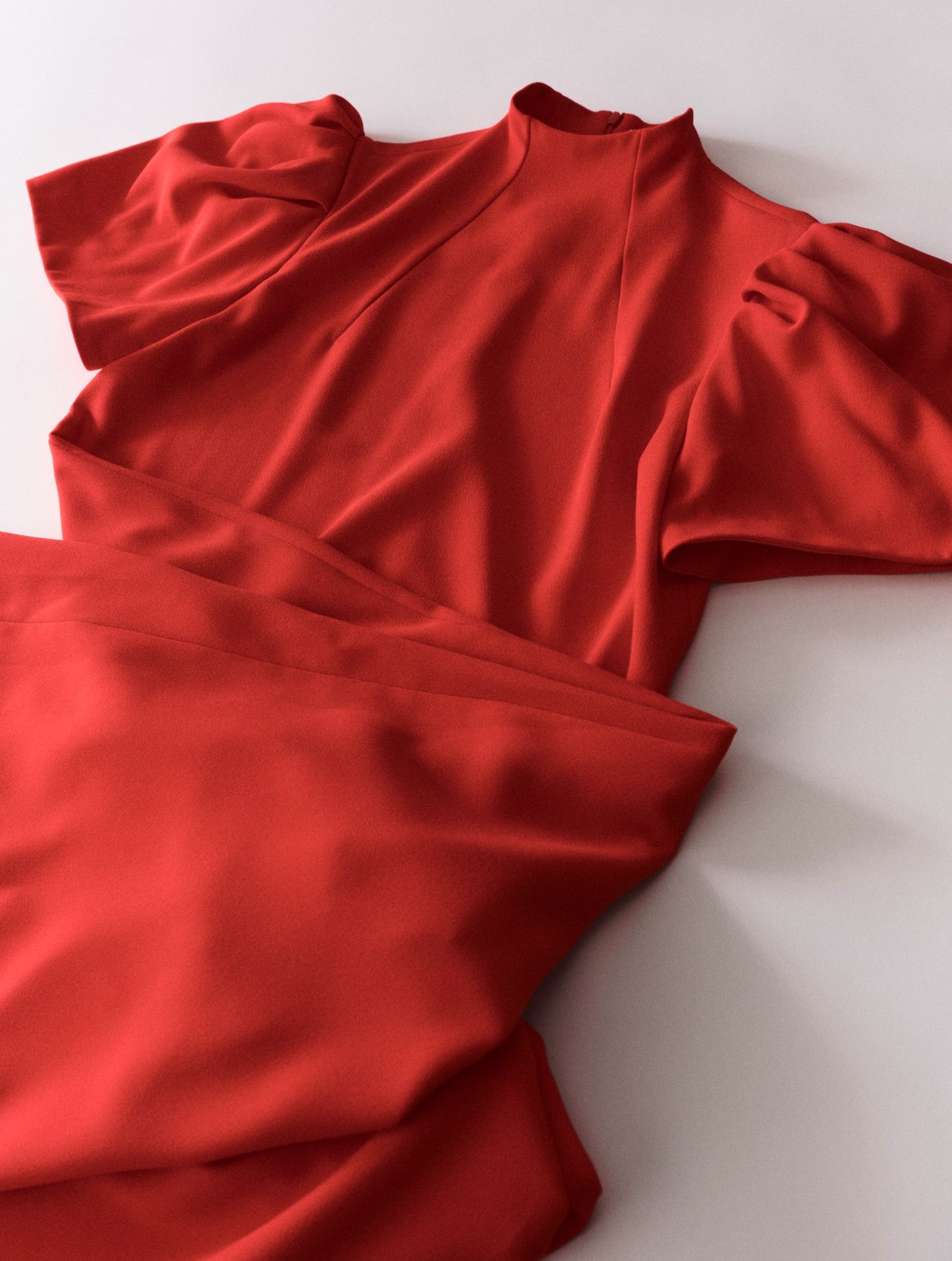 Dress Puff Sleeves, Red