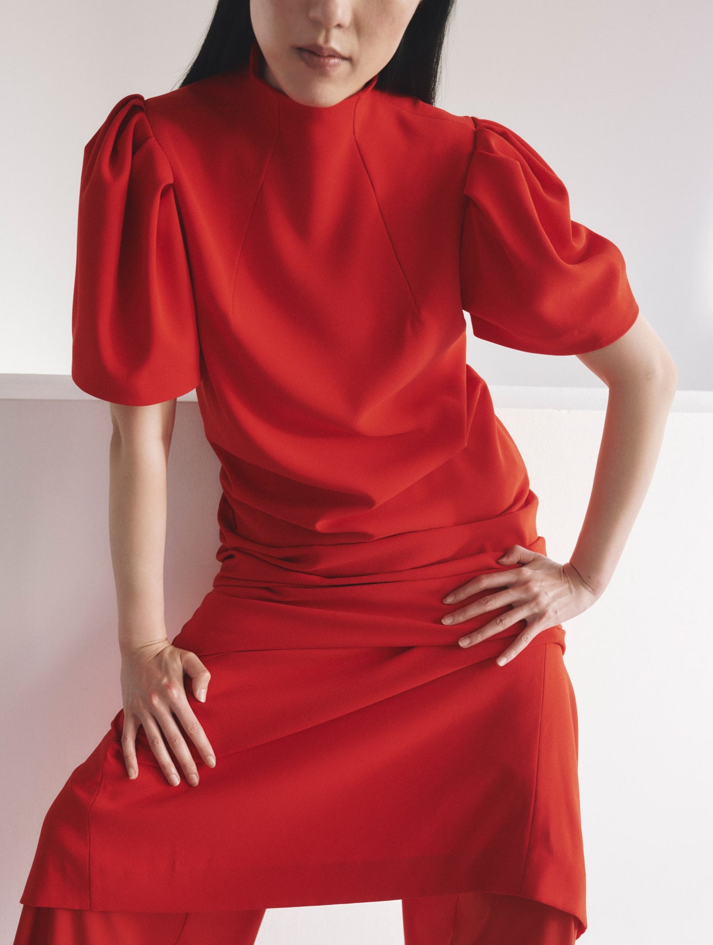 Dress Puff Sleeves, Red