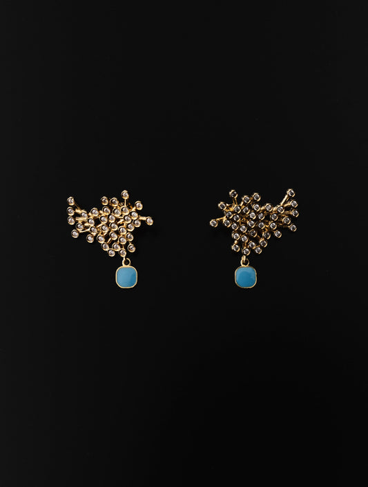 Flora Earring, Gold/Blue