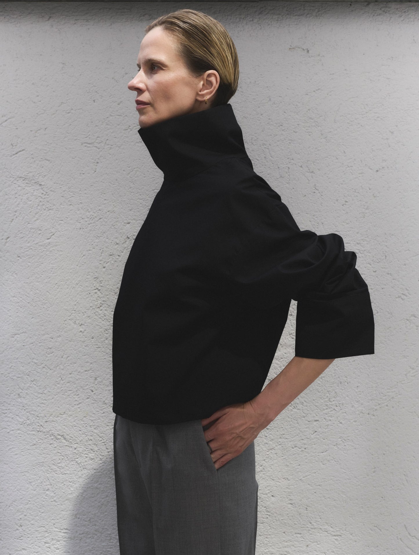 High Collar Blouse, Black