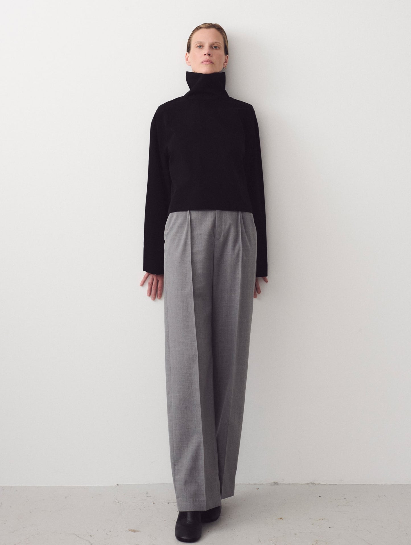 High Collar Blouse, Black