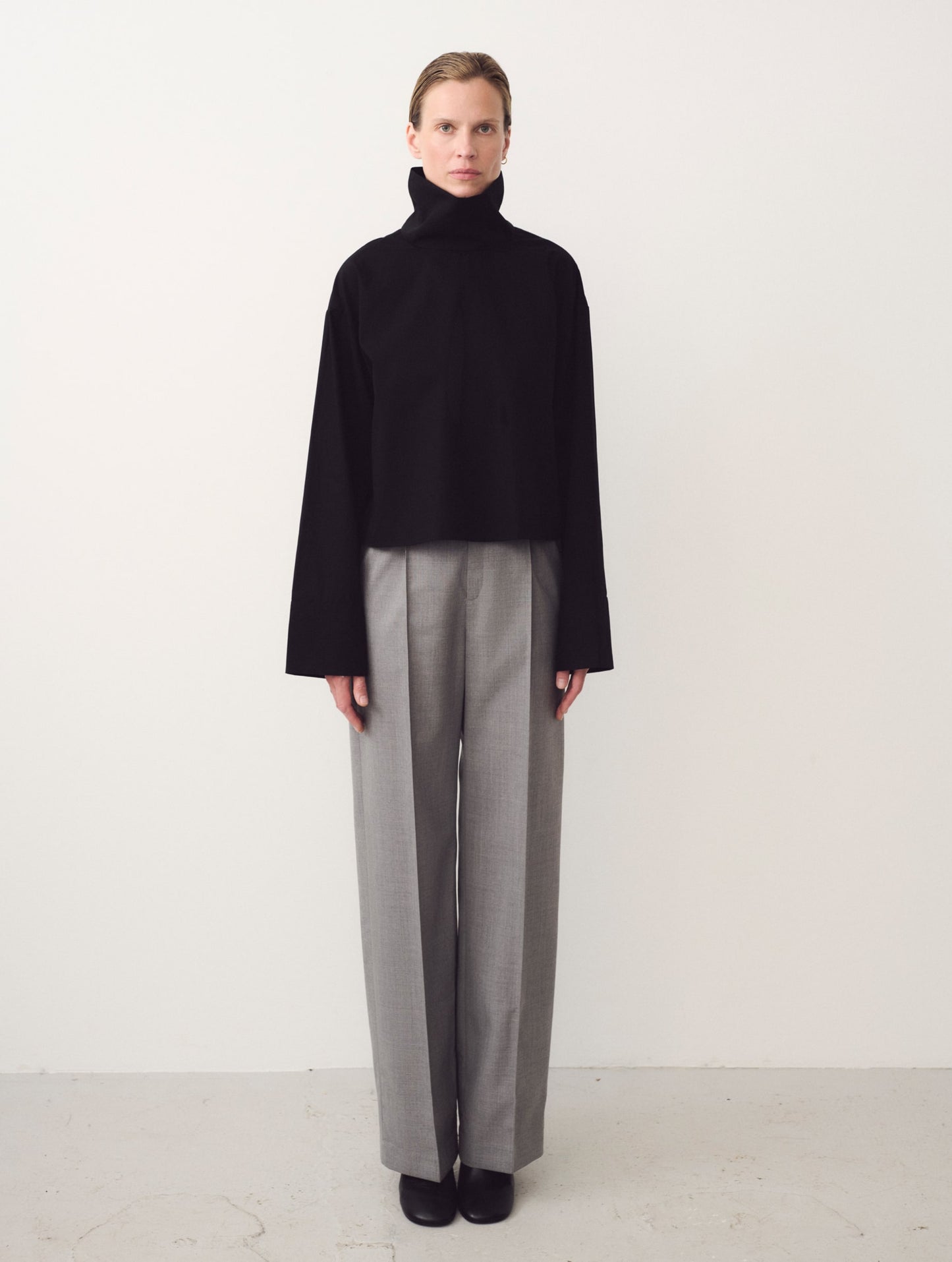 High Collar Blouse, Black