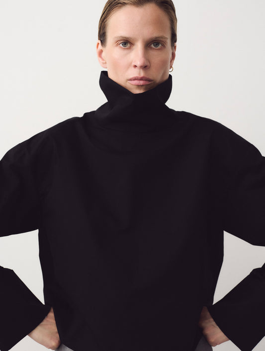 High Collar Blouse, Black