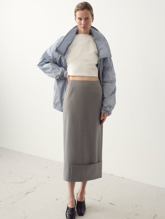 Skirt with Hem Pleat, Grey