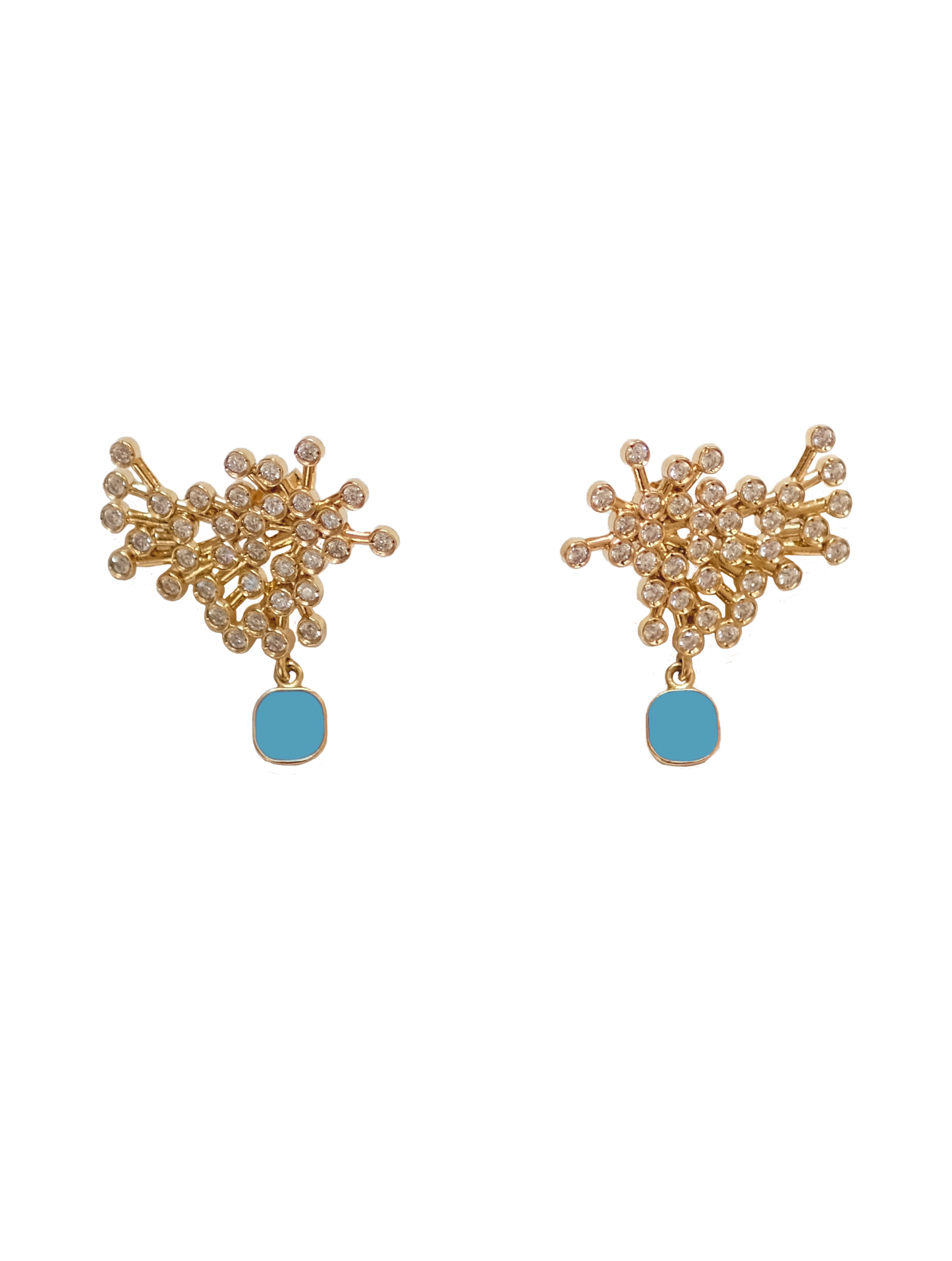 Flora Earring, Gold/Blue