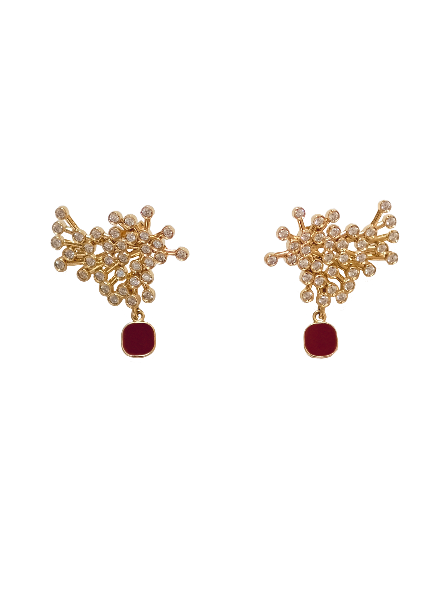 Flora Earring, Gold/Bordeaux